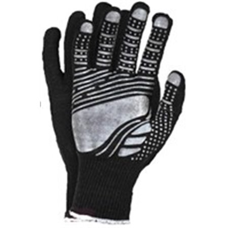 PROFITOOL 0XREK008/9/K - 12 pairs, Protective gloves, FLOATEX, cotton-polyester, colour: black/silver, size: 9/L, 3121 EN 388 