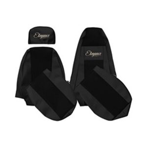 F-CORE UX03 BLACK - Seat covers ELEGANCE S (black, material eco-leather plain / velours, adjustable passenger's headrest; integr
