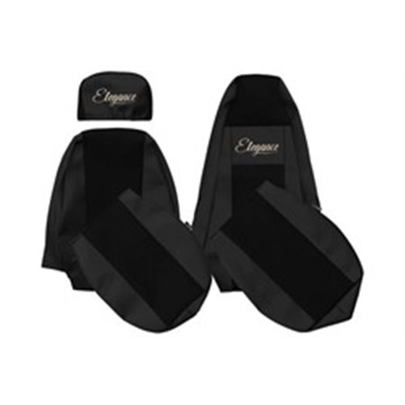 F-CORE UX03 BLACK - Seat covers ELEGANCE S (black, material eco-leather plain / velours, adjustable passenger's headrest integr