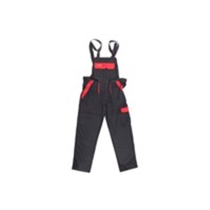 0XSK0013CC/XL Spodnie robocze z szelkami, typu ogrodniczki, czarno czerwone, su