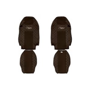 F-CORE FX10 BROWN - Seat covers ELEGANCE Q (brown, material eco-leather quilted / velours) fits: MERCEDES ACTROS MP2 / MP3 10.02