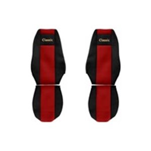 F-CORE PS20 RED - Seat covers Classic (red, material velours, driver’s seat belt assembled in the seat; integrated driver's head