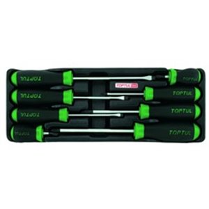 8PCS - Slotted & Phillips Screwdriver SetPLASTIC TRAY:All TOPTUL high quality drawer tool sets are currently designed with 2 int