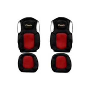 F-CORE PS42 RED - Seat covers Classic (red, material velours, driver’s seat belt assembled in the seat; passenger’s seat belt as