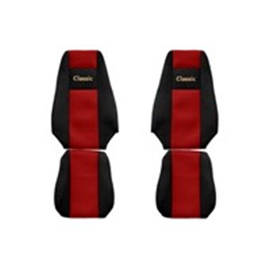 F-CORE PS21 RED - Seat covers Classic (red, material velours, driver’s seat belt assembled in the seat; integrated driver's head