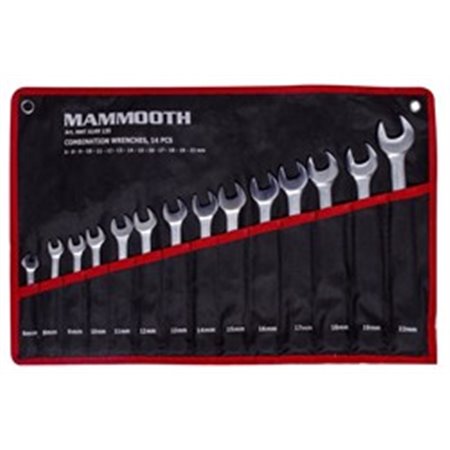 MAMMOOTH MMT A169 135 - Set med kombinationsnycklar, 14 st, 10, 11, 12, 13, 14, 15, 16, 17, 18, 19, 22, 6, 8, 9 mm, kombination