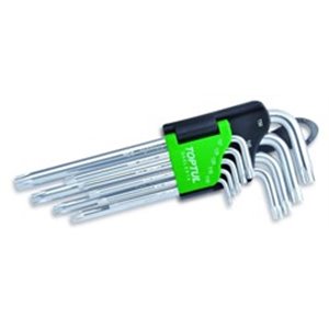 TOPTUL GAAL0914 - Set of key wrenches 9 pcs, profile: TORX, socket TORX/E-TORX size: T10, T15, T20, T25, T27, T30, T40, T45, T50