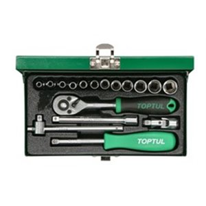 TOPTUL GCAD1702 - Set of socket wrenches, 6PT socket(s) / extension bar(s) / handle(s) / ratchet(s) / universal joint(s) 1/4\\\