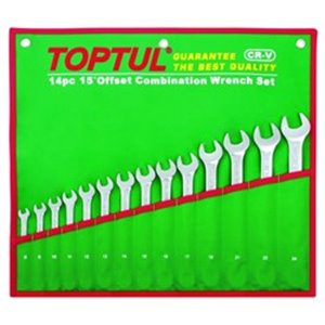 TOPTUL GAAA1408 - Set of combination wrenches 14 pcs, 8; 9; 10; 11; 12; 13; 14; 15; 16; 17; 19; 21; 22; 24