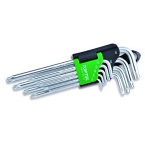 TOPTUL GAAL0919 - Set of key wrenches 9 pcs, profile: TORX TAMPER, socket TORX/E-TORX size: T10H, T15H, T20H, T25H, T27H, T30H, 
