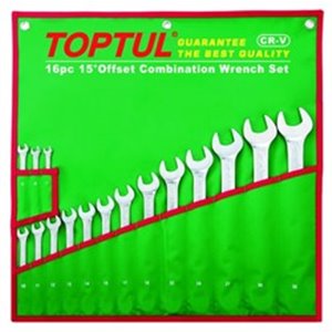 TOPTUL GAAA1604 - Set of combination wrenches 16 pcs, 7; 8; 9; 10; 11; 12; 13; 14; 15; 17; 19; 22; 24; 27; 30; 32