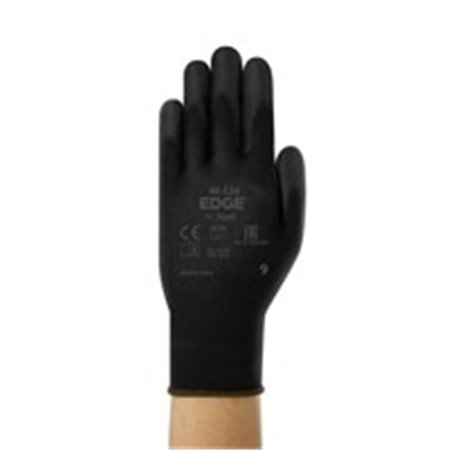 ANSELL 48-126-XL - 12 pairs, Protective gloves, EDGE, poliuretanowe / polyester, colour: black/grey, size: 10/XL, industry: auto