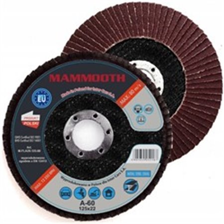 MAMMOOTH M.FLA29.125.60/B - Skiva för polering med sänkt centrum, 10st, 125mm, P60, LA 29, avsedd användning: metall / stål