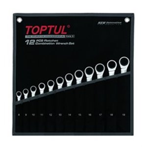 TOPTUL GPAQ1202 - Set of combination wrenches 12 pcs, 8; 9; 10; 11; 12; 13; 14; 15; 16; 17; 18; 19, packaging: case