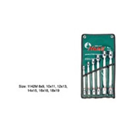 HANS 16406M - Set of socket wrenches 6 pcs, 8x9 10x11 12x13 14x15 16x18 18x19, packaging: case