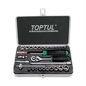 TOPTUL GCAD2902 - Set of tools, 6PT socket(s) / extension bar(s) / handle(s) / ratchet(s) / universal joint(s) 1/4\\\