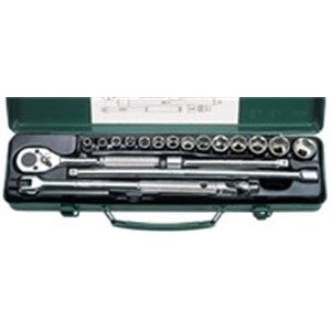 HANS 3619M - Set of socket wrenches, 6PT socket(s) / extension bar(s) / handle(s) / ratchet(s) / universal joint(s) 3/8\\\