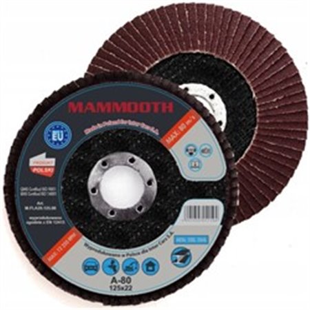 MAMMOOTH M.FLA29.125.80/B - Skiva för polering med sänkt centrum, 10st, 125mm, P80, LA 29, avsedd användning: metall / stål