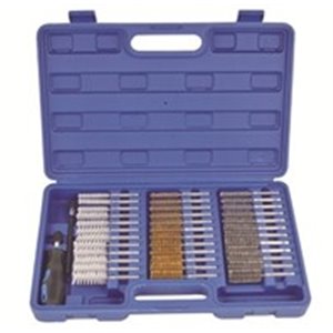 PROFITOOL 0XAT8115 - Wire brush kit, 36 pcs.; brass; for cleaning the plug sockets and injectors before replacement; nylon; stee