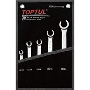 TOPTUL GPAQ0502 - Set of ring wrenches 5 pcs, 8x10; 11x13; 12x14; 17x19; 22x24, packaging: case
