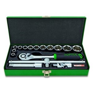 TOPTUL GCAD1607 - Set of tools, 6PT socket(s) / extension bar(s) / ratchet(s) / reduction/s / universal joint(s) 1/2\\\