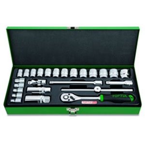 TOPTUL GCAD2502 - Set of tools, 6PT socket(s) / extension bar(s) / ratchet(s) / reduction/s / universal joint(s) 3/8\\\