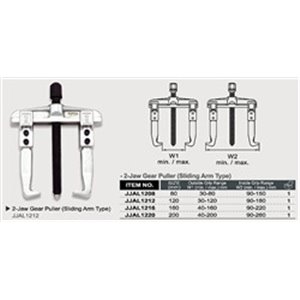 TOPTUL JJAL1216 - Puller (universal, number of paddles: 2, max. opening: 160mm, inner reach: 40-160mm, outer reach: 90-220mm)