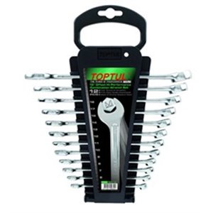 TOPTUL GAAC1201 - Set of combination wrenches 12 pcs, 6; 7; 8; 9; 10; 11; 12; 13; 14; 15; 17; 19, packaging: plastic holder