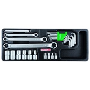 23PCS - Star Wrench, Sockets & Key Wrench SetPLASTIC TRAY:All TOPTUL high quality drawer tool sets are currently designed with 2
