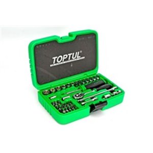 TOPTUL GCAI4102 - Set of tools, 6PT socket(s) / extension bar(s) / handle(s) / HEX insert bit(s) / Philips PH insert bit(s) / Po
