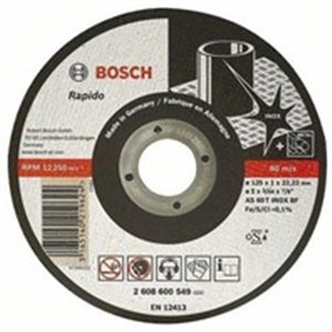 BOSCH 2 608 600 549 - Disc for cutting straight, 25pcs, 125mm x 1mm, intended use: stainless steel