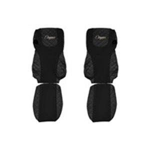 F-CORE FX07 BLACK - Seat covers ELEGANCE Q (black, material eco-leather quilted / velours, EURO 6) fits: DAF XF 105, XF 106 10.1