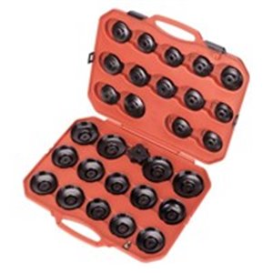PROFITOOL 0XAT1256 - Oil filter cap wrench set, bell-shaped, application: oil filter, 28 pcs