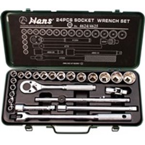 HANS 4624M - Set of socket wrenches,, 24pcs profile: 6-point rozmiar: 1/2\\\