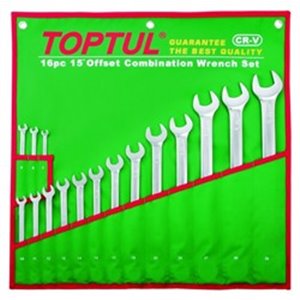 TOPTUL GAAA1602 - Set of combination wrenches 16 pcs, 7; 8; 9; 10; 11; 12; 13; 14; 15; 17; 19; 22; 24; 27; 30; 32
