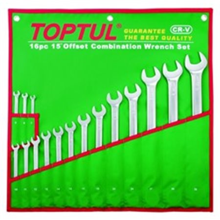 TOPTUL GAAA1602 - Set of combination wrenches 16 pcs, 7 8 9 10 11 12 13 14 15 17 19 22 24 27 30 32