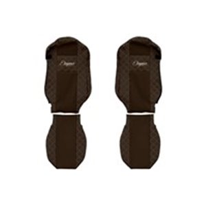 F-CORE FX13 BROWN - Seat covers ELEGANCE Q (brown, material eco-leather quilted / velours, standard seats) fits: MERCEDES ACTROS