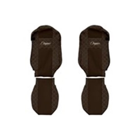 F-CORE FX13 BROWN - Seat covers ELEGANCE Q (brown, material eco-leather quilted / velours, standard seats) fits: MERCEDES ACTROS