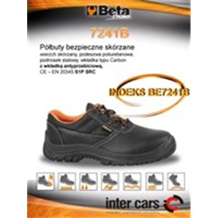 BETA BE7241B/42 - BETA Skyddsskor BASIC, storlek: 42, säkerhetskategori: S1P, SRC, material: läder, färg: svart, skonäsa: ste