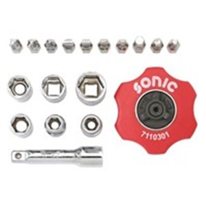 SONIC 101901 - Set of tools, mixed 19 pcs, profile: 6-point / HEX / Phillips PH / slotted, socket / drive: 1/4\\\