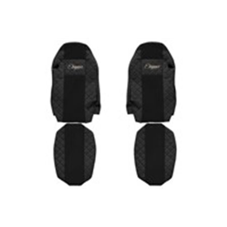 F-CORE FX06 SVART - Sätesöverdrag ELEGANCE Q (svart, material eko-läder quiltat / velour, standard förarstol - inte ISRI st