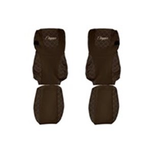 F-CORE FX07 BROWN - Seat covers ELEGANCE Q (brown, material eco-leather quilted / velours, EURO 6) fits: DAF XF 105, XF 106 10.1