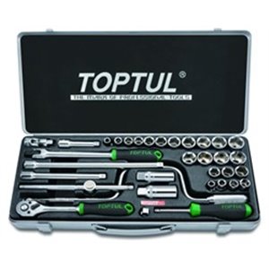 TOPTUL GCAD3403 - Set of tools, 6PT socket(s) / extension bar(s) / handle(s) / ratchet(s) / universal joint(s) 3/8\\\
