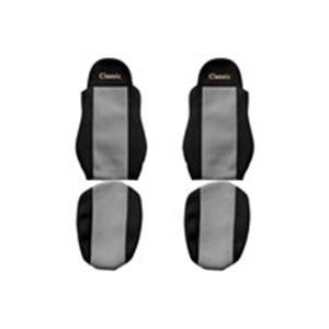 F-CORE PS01 GRAY - Seat covers Classic (grey, material velours) fits: DAF 95 XF, CF 65, CF 75, CF 85, LF 45, LF 55, XF 105, XF 9