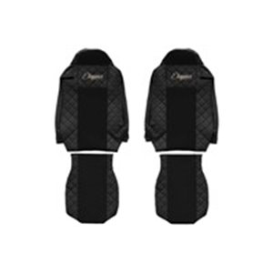 F-CORE FX17 BLACK - Seat covers ELEGANCE Q (black, material eco-leather quilted / velours) fits: IVECO STRALIS I, STRALIS II 01.
