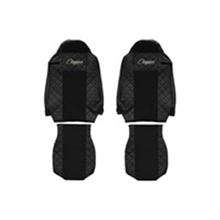 F-CORE FX17 BLACK - Seat covers ELEGANCE Q (black, material eco-leather quilted / velours) fits: IVECO STRALIS I, STRALIS II 01.