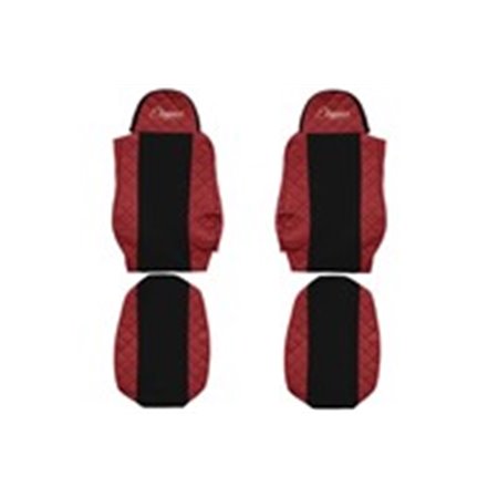F-CORE FX04 RED - Seat covers ELEGANCE Q (red, material eco-leather quilted / velours) fits: DAF 95 XF, CF 65, CF 75, CF 85, LF 