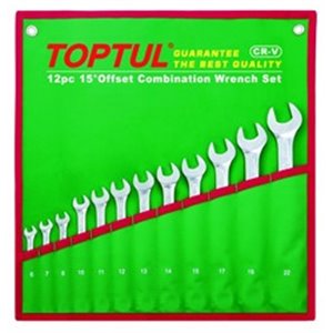 TOPTUL GAAA1213 - Set of combination wrenches 12 pcs, 6; 7; 8; 10; 11; 12; 13; 14; 15; 17; 19; 22