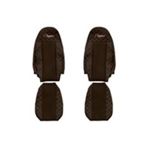 F-CORE FX01 BROWN - Seat covers ELEGANCE Q (brown, material eco-leather quilted / velours, seats with integrated headrests) fits