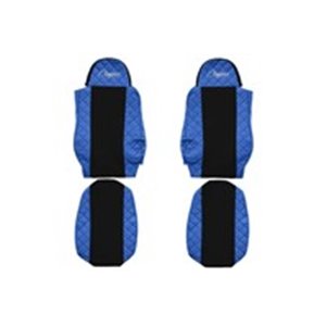 F-CORE FX04 BLUE - Seat covers ELEGANCE Q (blue, material eco-leather quilted / velours) fits: DAF 95 XF, CF 65, CF 75, CF 85, L